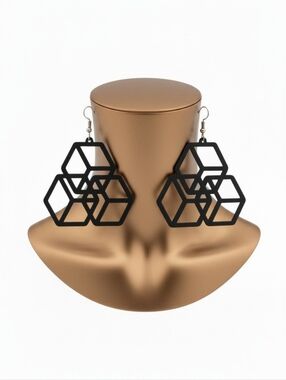 3 Cubez ▪︎ Wood Enriched Laser Cut Earringz